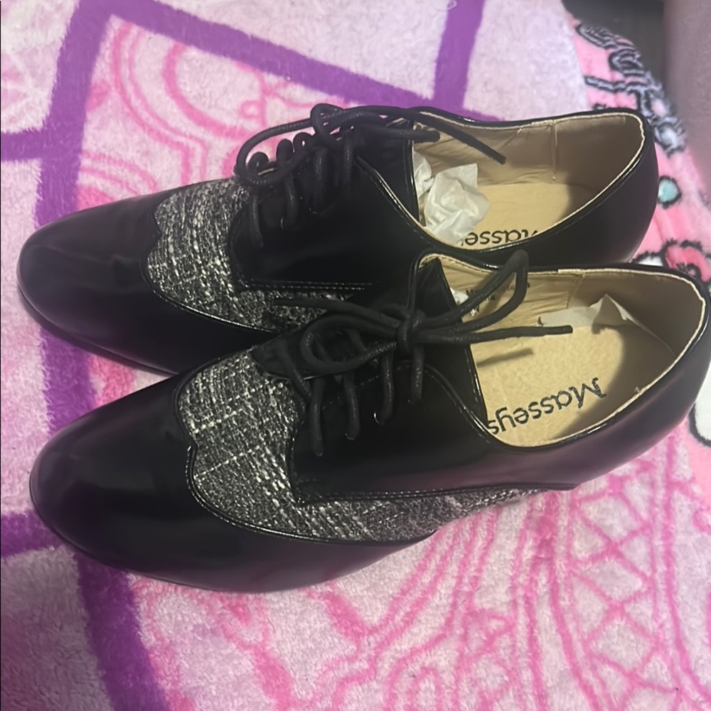 Black and Gray Lace-Up Shoes
